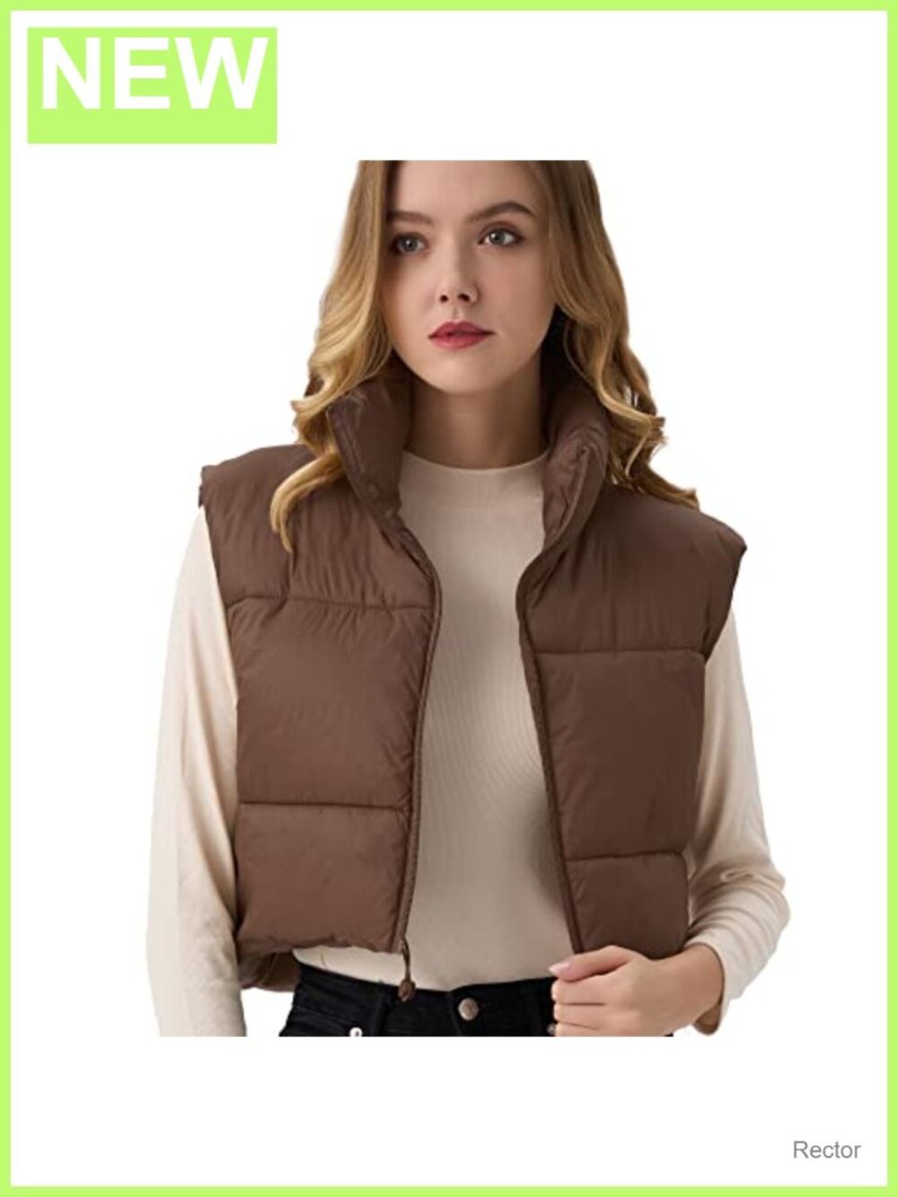 Women's Cropped Puffer Vest Lightweight Sleeveless Stand Collar Quilted Gilet